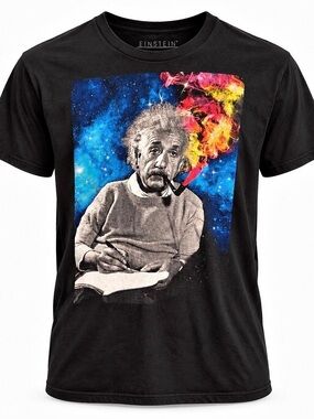 Einstein Albert Einstein Galaxy Pipe Smoker Graphic T-Shirt Albert Galaxy Pipe